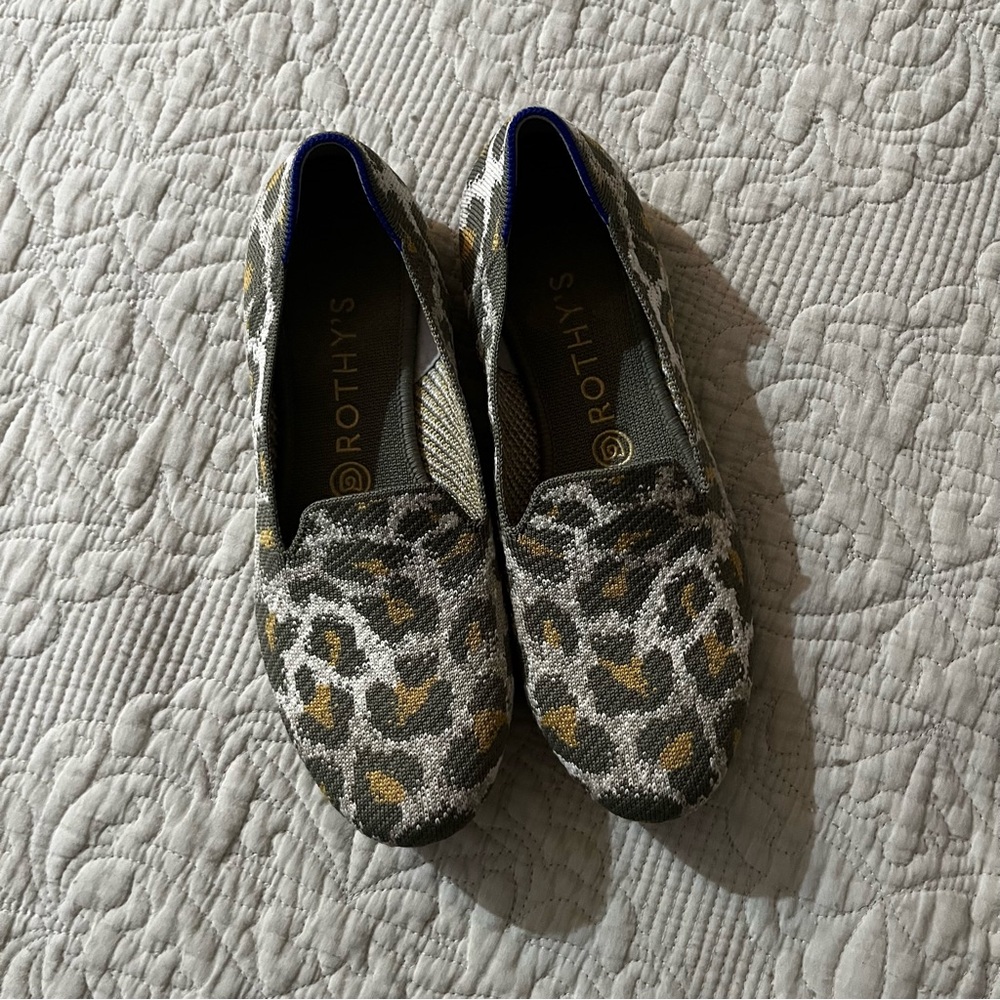 Rothy's Leopard Print Flats - Gray, Gold, Black